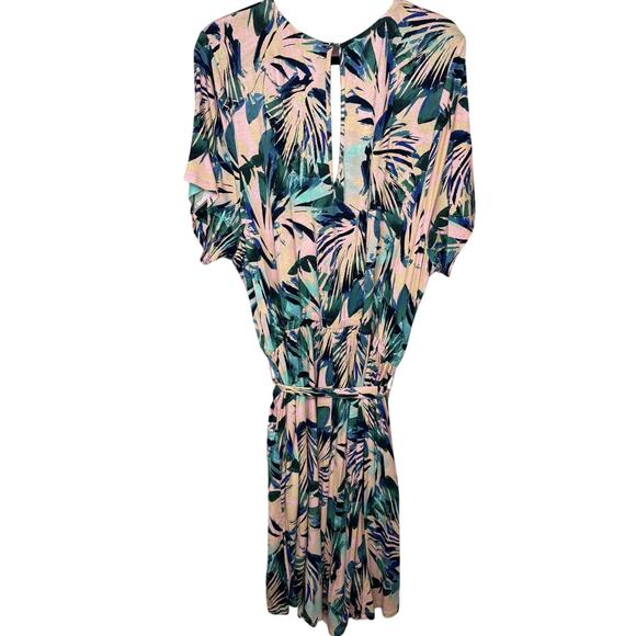 TORRID Super Soft Surplice Romper Palm Leaf Pink and Green Size 3 (22-24) - Picture 4 of 7